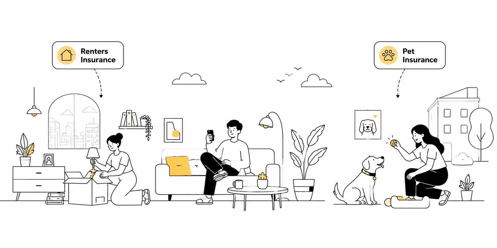 Home and Pet Insurance Illustration